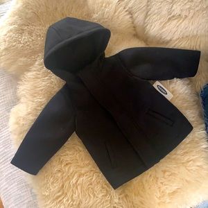 Brand new black pea coat for baby boys 12-18m